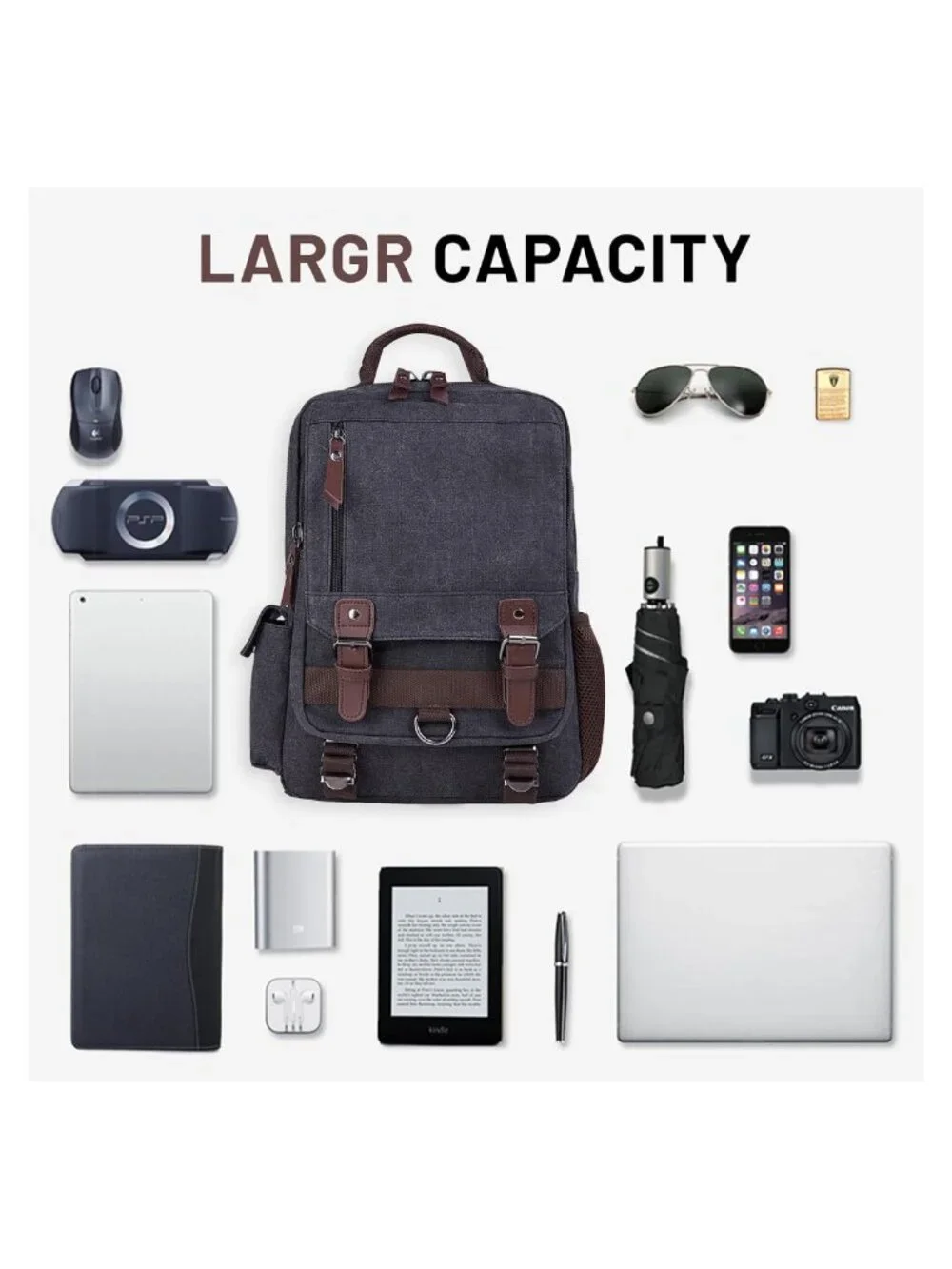 Canvas Leather Crossbody Messenger Sling Bag Travel Backpack Purse